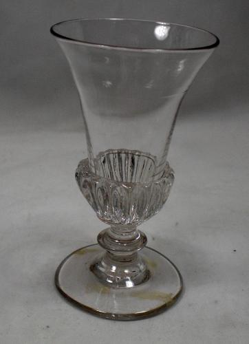 Crystal jelly glass with heavily gadrooned knop, English circa 1800