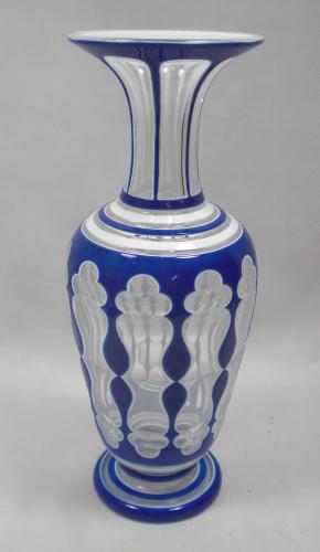 Tall three layer crystal glass vase, St. Louis, France circa 1850