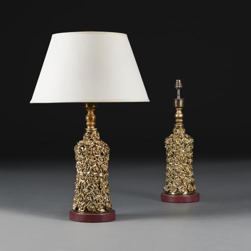 Hollywood Regency Gilded Porcelain Lamps