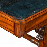 Regency mahogany end support library table