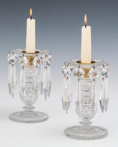 A Fine Pair of Regency Lustres Hung with Triangular Icicles and Star Back Spangles, English Circa 1815