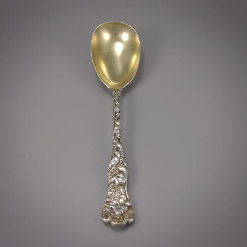 Victorian Silver Gilt Stag Hunt Pattern Serving Spoon