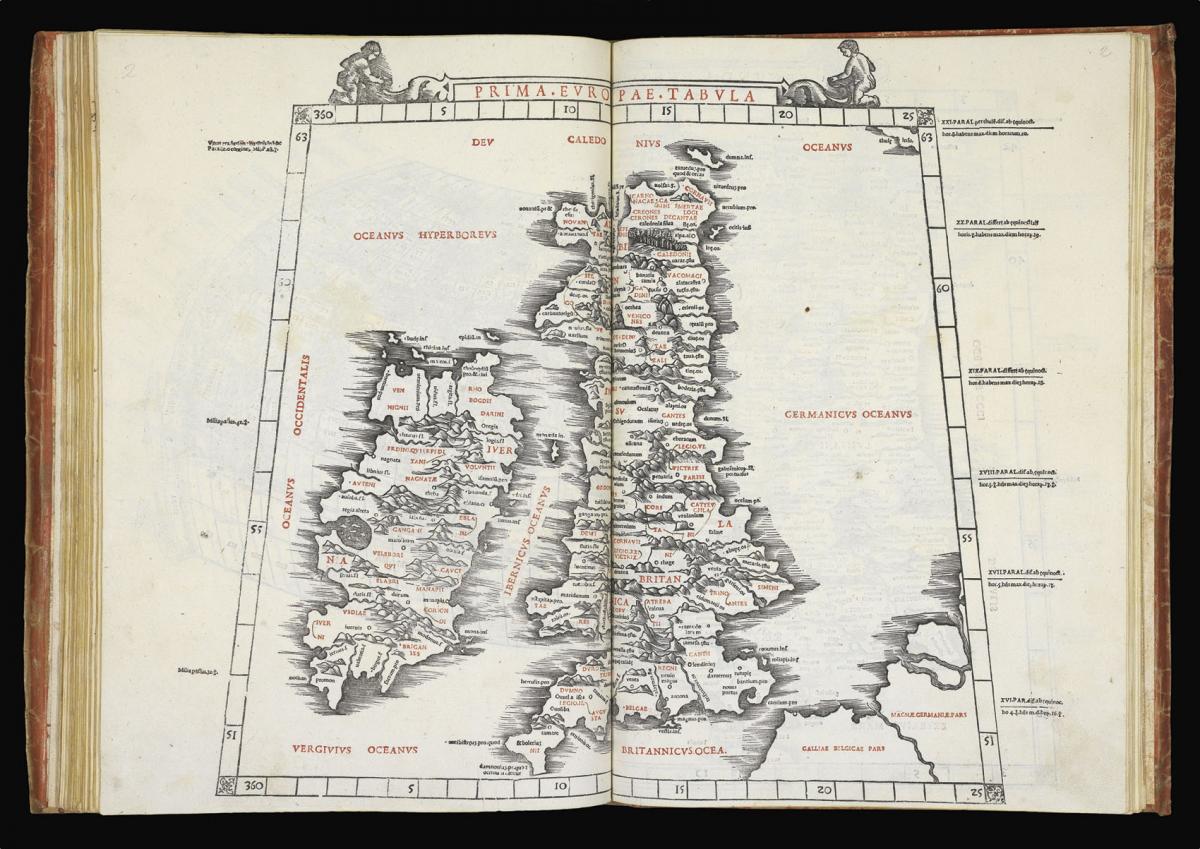 The first atlas wholly printed in colours, incorporating the first printed map to indicate Japan