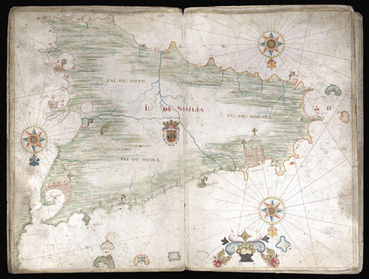 A magnificent portolan atlas signed by a member of the leading family of chart-makers of the Mediterranean