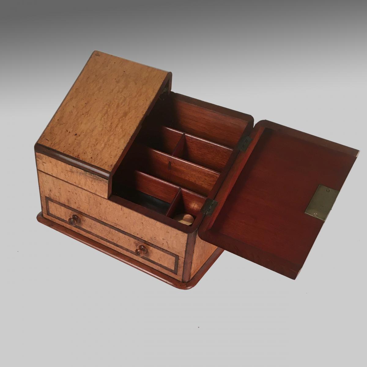 Victorian maple stationery box