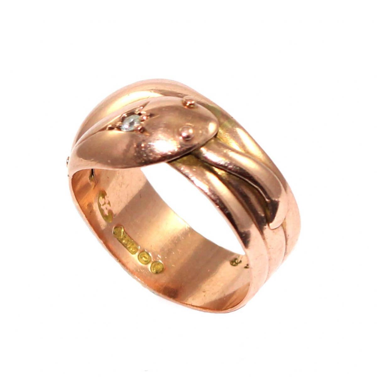 Victorian Rose Gold Double Snake Ring circa 1868