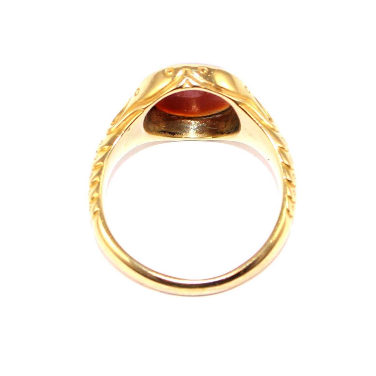 Late Victorian Banded Carnelian Signet Ring circa 1900