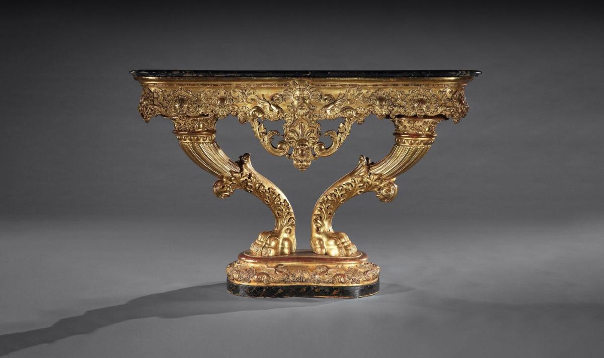 Early 19th Century Serpentine Marble Giltwood Console Table