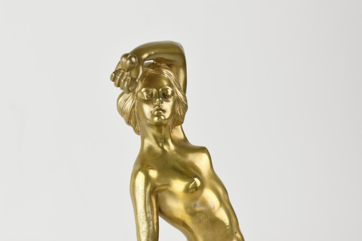 Art Nouveau Bronze Castanet Dancer with removable dress by Max Klein