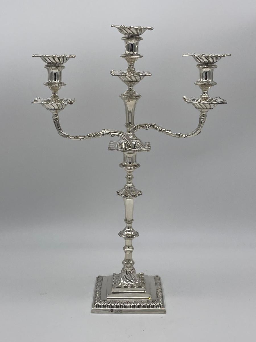 Pair of Antique English Sterling Silver Candelabra