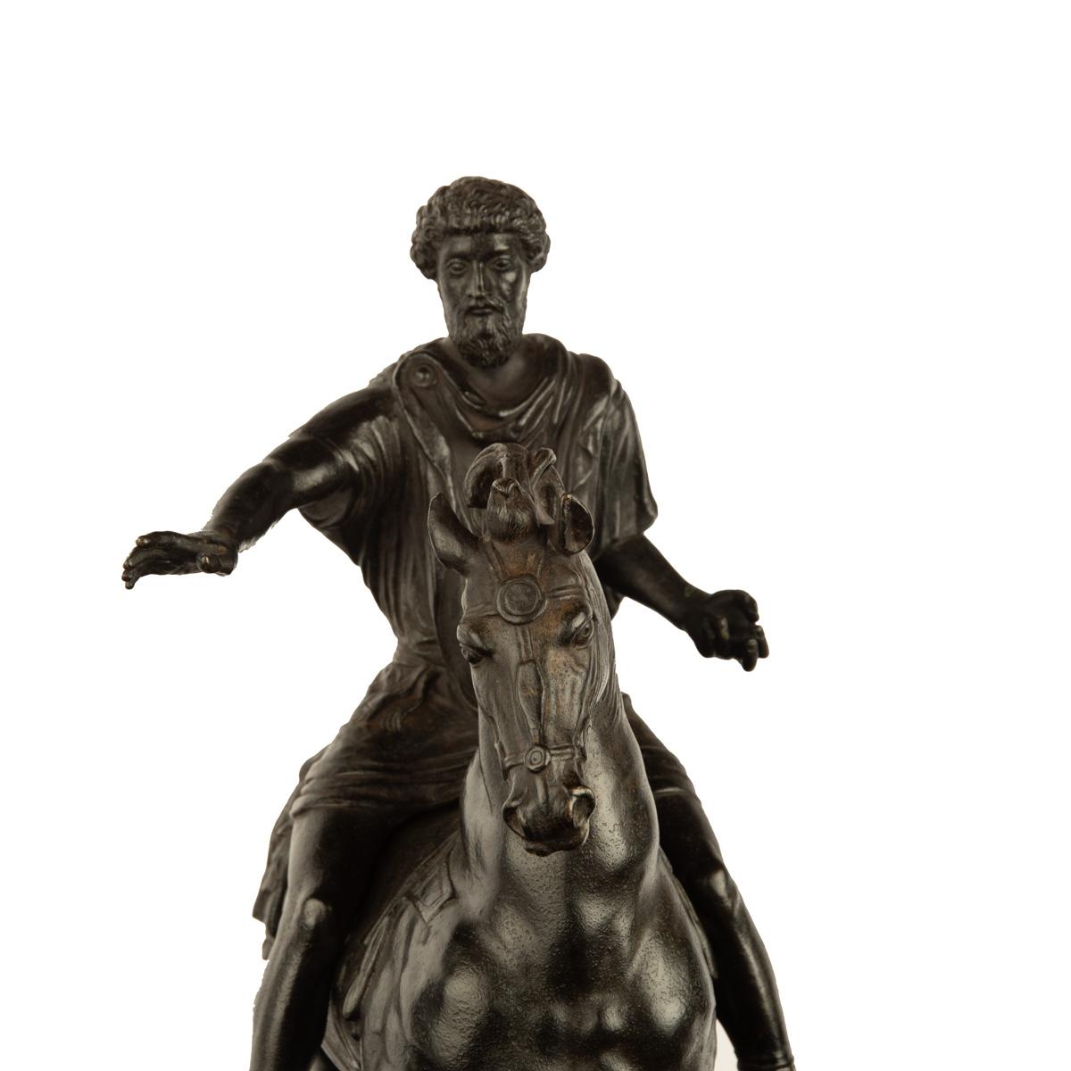 A Grand Tour equestrian bronze of Marcus Aurelius, after Hopfgarten