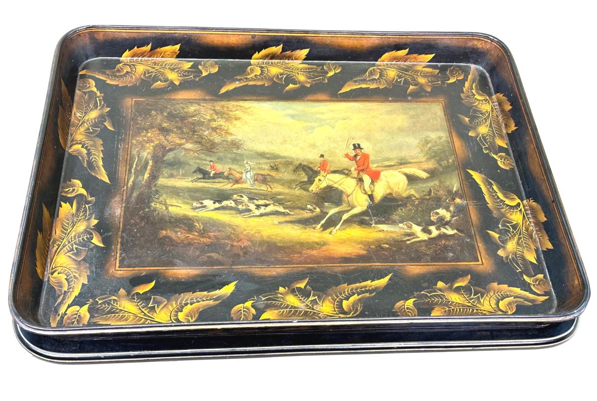 Georgian Papier Mache Tray On Stand Table