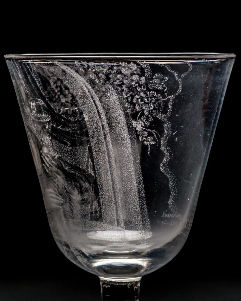 A Rare Documentary Stipple-Engraved Goblet Engraved by Frans Greenwood, Signed & Dated 1742