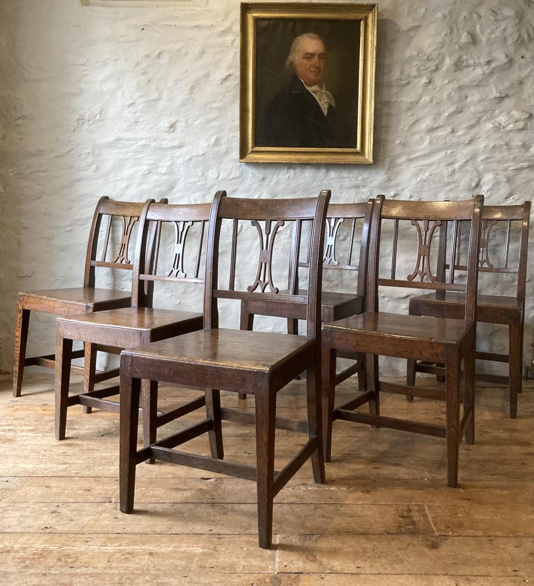 Set of six Welsh oak chairs