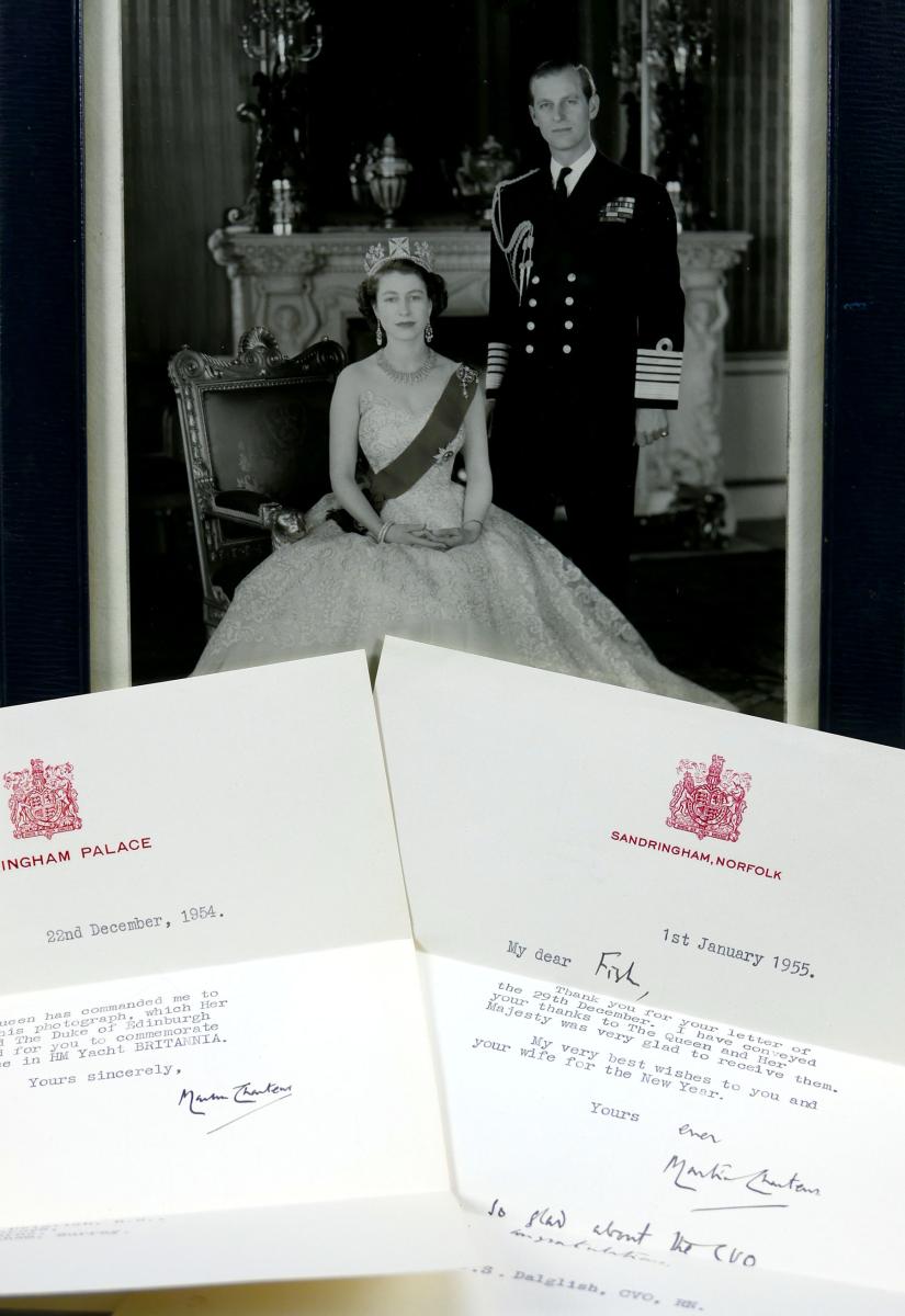 Signed Royal Presentation Portrait of Elizabeth II and the Duke of Edinburgh, 1954