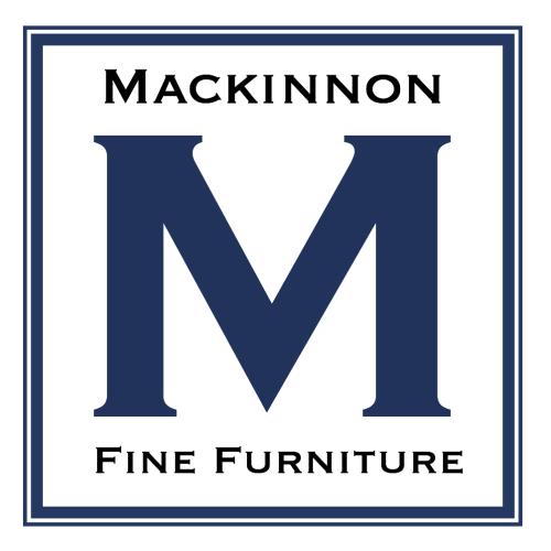 A Dark Blue Mackinnon company square Logo. Large central M and a double lined square border.