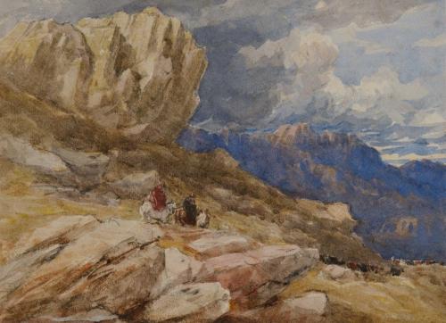 David Cox (British 1753-1859) Travellers in the Vale of Dolwyddelan, North Wales