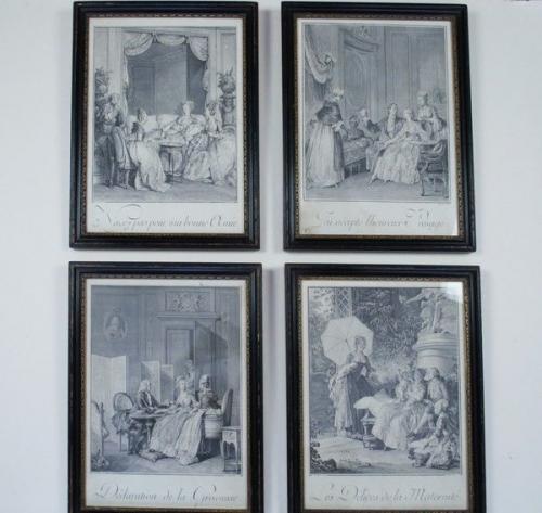 Set of 4 French interior prints