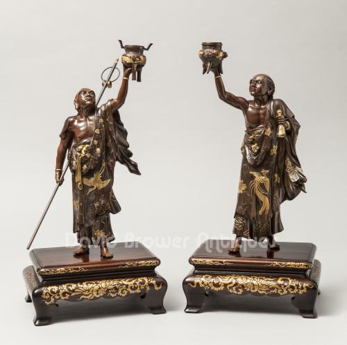 Pair of Japanese bronze figures by Miyao