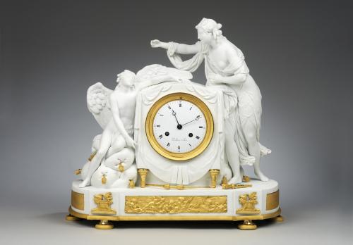 A Late 18th Century Paris Biscuit Porcelain Clock By Piolaine Circa 1790