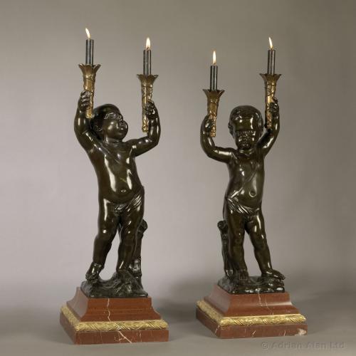 A Fine Pair of Patinated Bronze Figural Torcheres ©AdrianAlanLtd