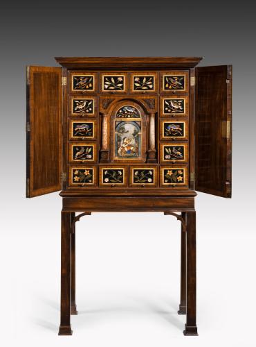 6479 George II Pietra Dura and Mahogany Cabinet-on-Stand