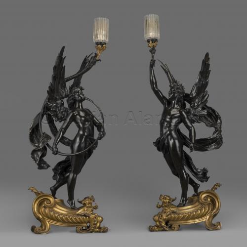 Pair of Bronze Figural Torcheres, By Bouchon, Paris ©AdrianAlanLtd