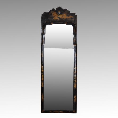 Black Japanned Queen Anne Pier Mirror