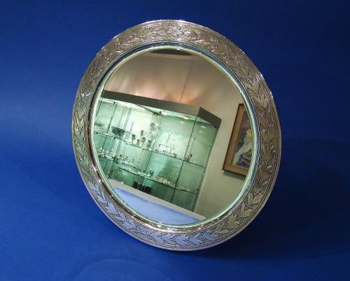 A Large American Sterling Silver Standing Mirror