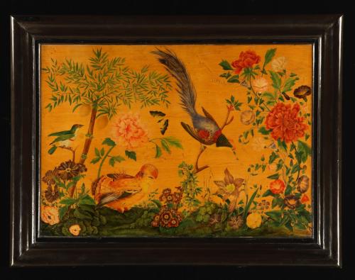Antique , French Decorated Panel of Flora and Fauna