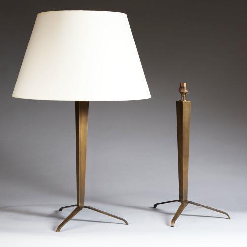 A Pair of Bronze Tripod Lamps