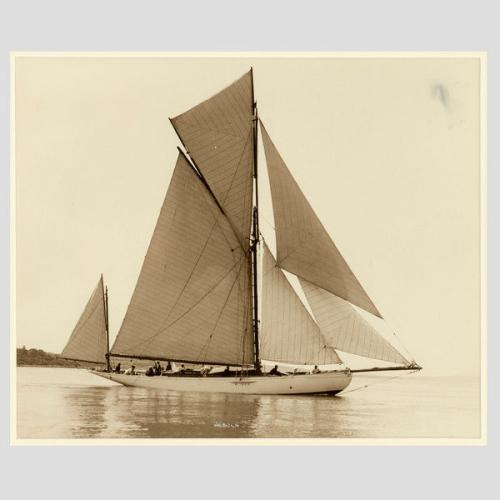 Yacht Nebula, early silver photographic print by Beken of Cowes