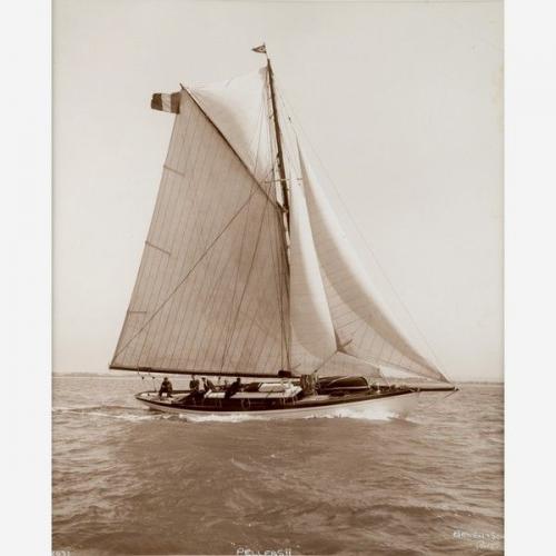 Early silver gelatin photographic print by Beken of Cowes – Yacht Pelleas II