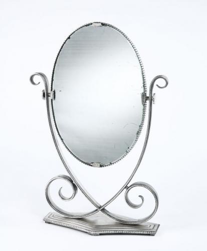 Silvered Wrought Iron Table Mirror By Edgar Brandt