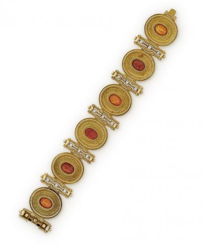 An Antique Gold and Intaglio Bracelet by Castellani