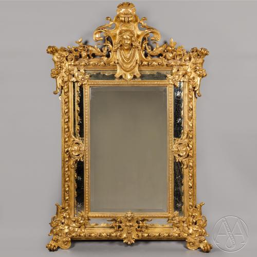 A Louis XV Style Marginal-Frame Giltwood Mirror
