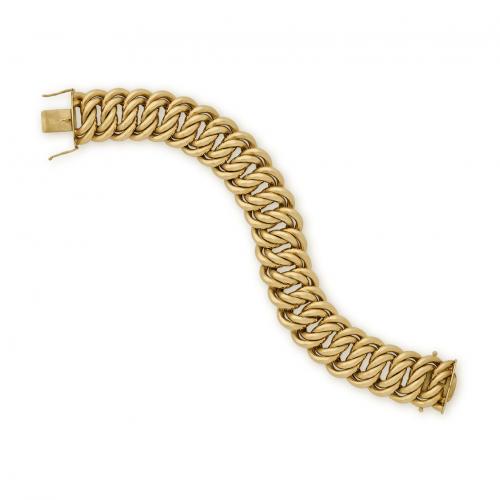 1970s 14ct yellow gold double oval link bracelet