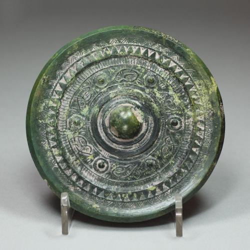 Chinese circular bronze mirror, Han dynasty (206 B.C. - 220 A.D.)