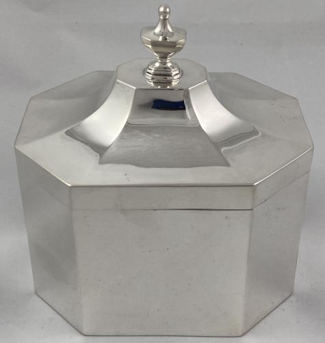 Goldsmiths and Silversmiths Sterling silver tea caddy Biscuit box 
