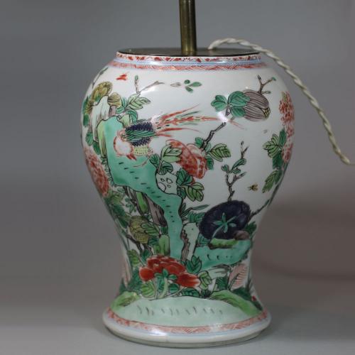 Chinese famille verte lamp base, Kangxi (1662-1722)