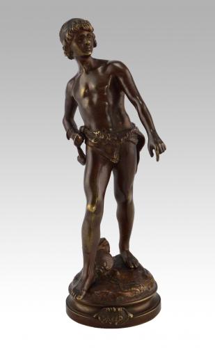 19th Century bronze sculpture of David by Louis Auguste Moreau