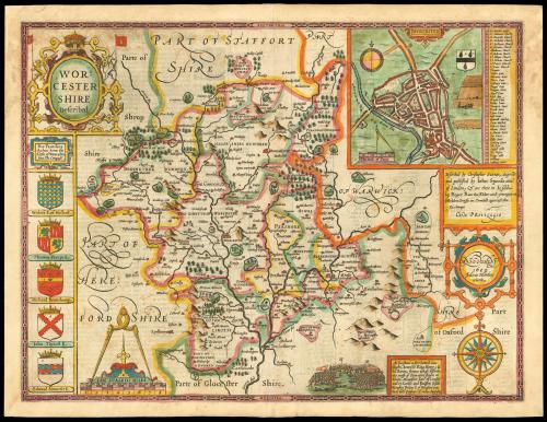 Rare Roger Rea edition of Speed's map of Worcestershire