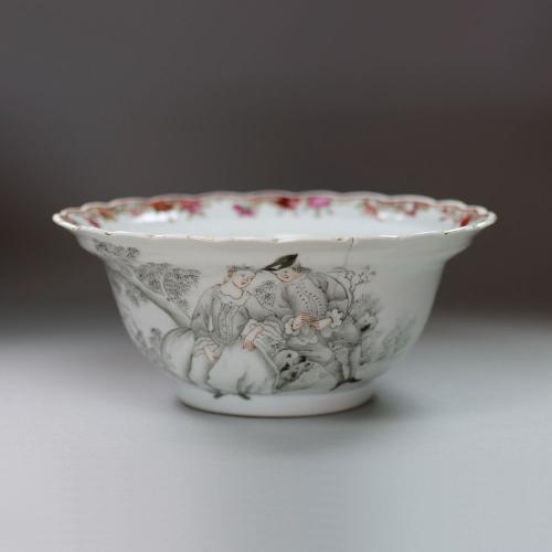 Chinese grisaille European Subject bowl, circa 1750, Qianlong (1736-95)