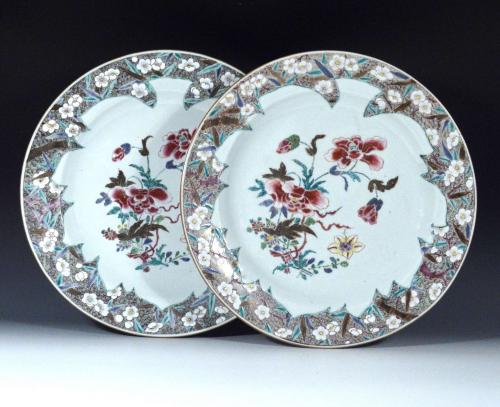 Chinese Export Famille Rose Porcelain Dishes, Circa 1730-35