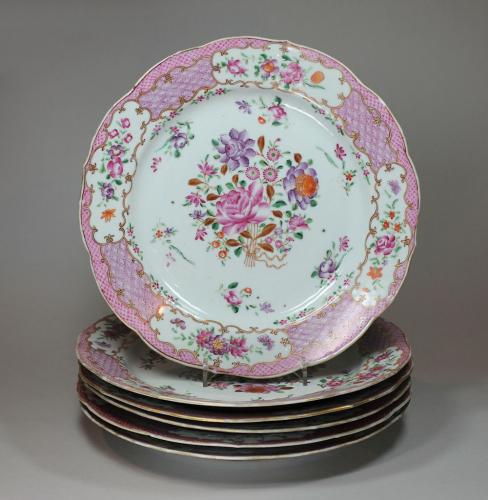 Set of 6 Chinese famille rose plates, Qianlong (1736-95)