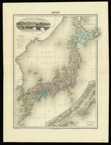 A map of Japan from Jean Migeon's 'Nouvel Atlas Illustre Geographie Universelle'