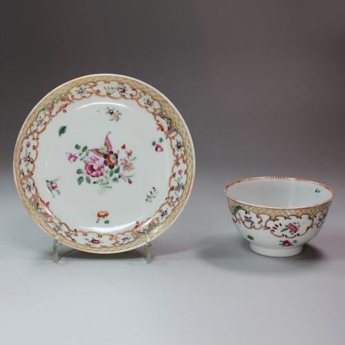 Chinese famille rose teabowl and saucer, Qianlong (1736-95)