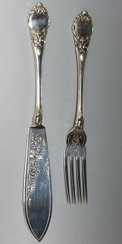 William Hutton silver fish knives and forks fish eaters 1904