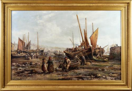 Seascape oil painting of Penzance harbour by William Edward Webb
