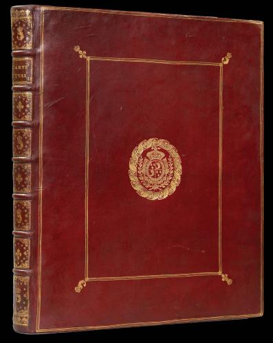 A composite atlas of Italy bound in red morocco with the arms of Louis, Dauphin of France, the only surviving son of King Louis XV, and the father of three kings of France